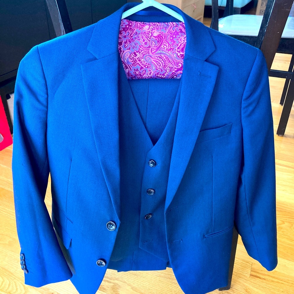 3-piece suit, boys size 12, Isaac Mizrahi, blue